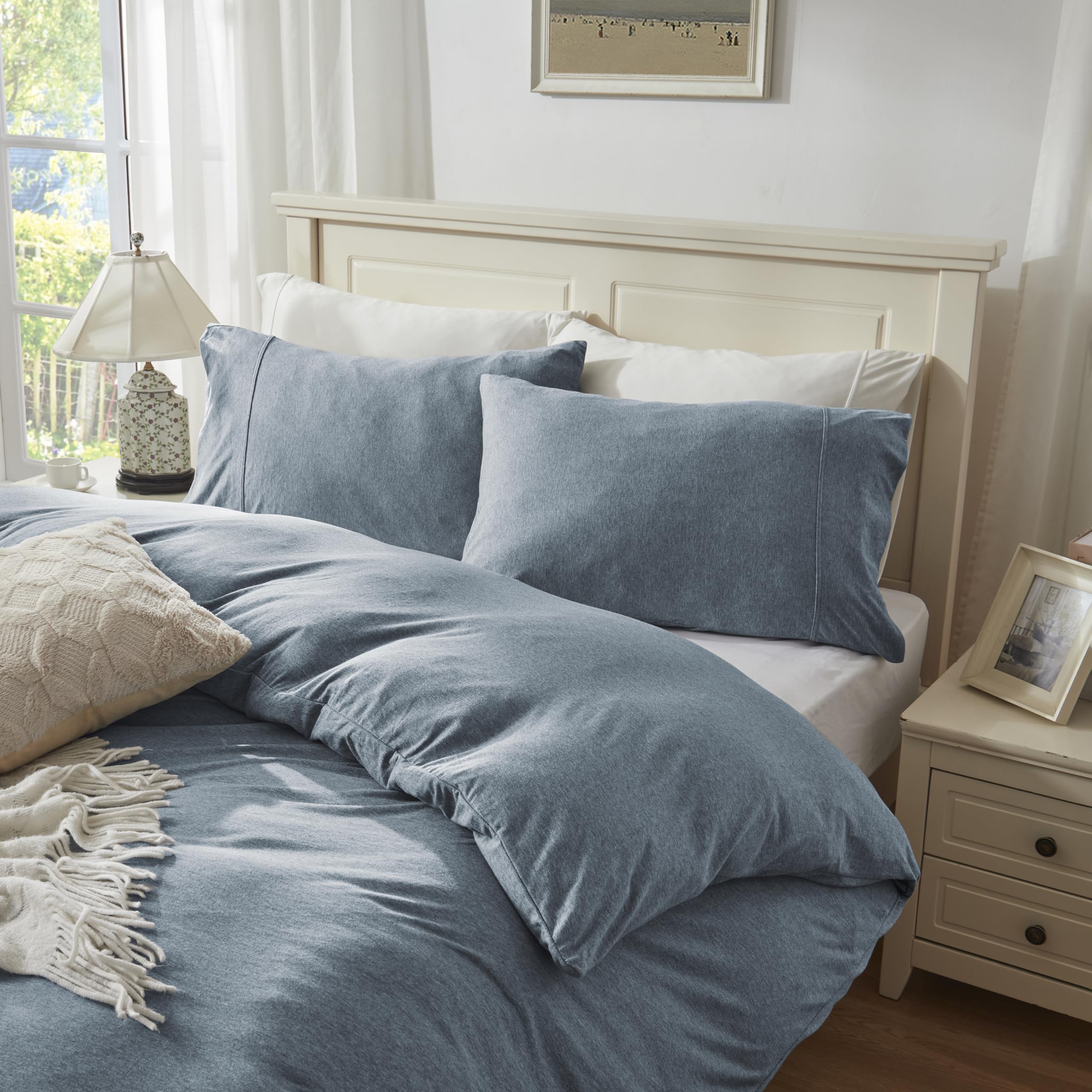 H Household 100% Cotton King Size Pillowcase, Light Weight, Comfortable, Super Soft, Set Of 2, Blue Gray (20''X36'', Envelope Cl