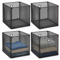 Ferrochef 4 Pcs Foldable Metal Cube Storage Baskets, 13x13in, Black