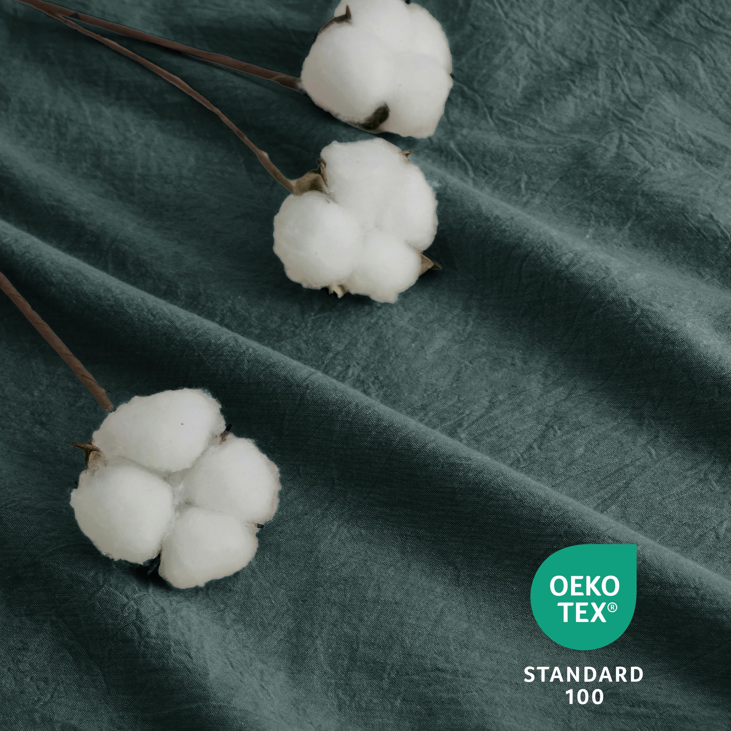 Bedsure 100% Washed Cotton Duvet Cover King Size - Forest Green Minimalist Cotton Duvet Cover Linen Like - Gentlesoft™ Plain Simple Bedding Set With 2 Pillow Shams (Forest Green, King, 104'X90')