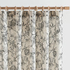 Jinchan Floral Curtains 96 Inches Long Black Flower Linen Farmhouse Curtains For Living Room French Country Vintage Curtains Rod Pocket Curtains Set 2 Panels Balck Flower Printed Curtains