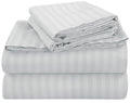 Royale Linen Striped Bed Sheet Set - Brushed Microfiber 1800 Bedding - 1 Fitted Sheet, 1 Flat Sheet, 2 Pillowcases - Wrinkle & F