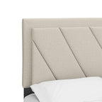 Boyd Sleep Diagonal Upholstered Platform Bed with Headboard and Durable Mattress Foundation with Strong 4 Wood Slat Supports, Box Spring Required: Queen, White