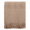 Battilo Home Tan Throw Blanket For Bed, Boho Decorative Throw Blanket For Couch, Taupe Throw Blanket For Home Decor, 50'X60'