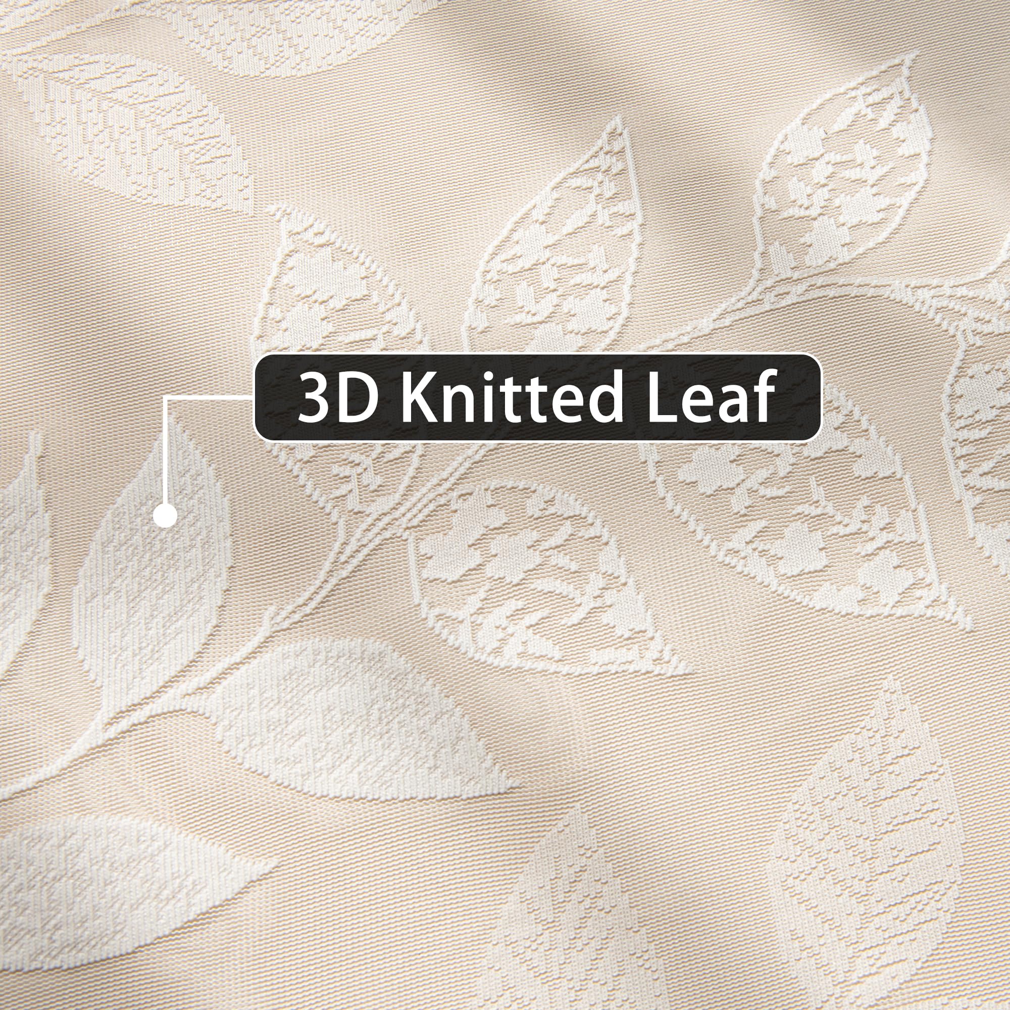 Treatmentex White Lace Sheer Curtains 63Inch Vintage Leaf Knitted Window Curtain Drapes For Living Room Bedroom Light Filtering