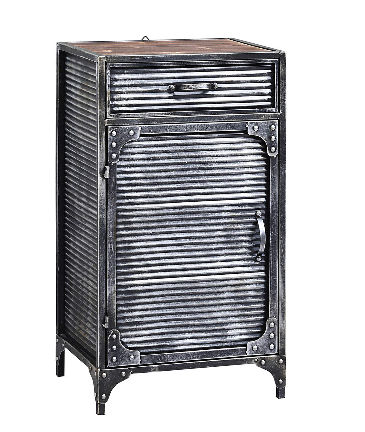 4D Concepts Industrial Cabinet, 16.7X12.8X30.7, Multi-Textered Gray W/Distressed Wood