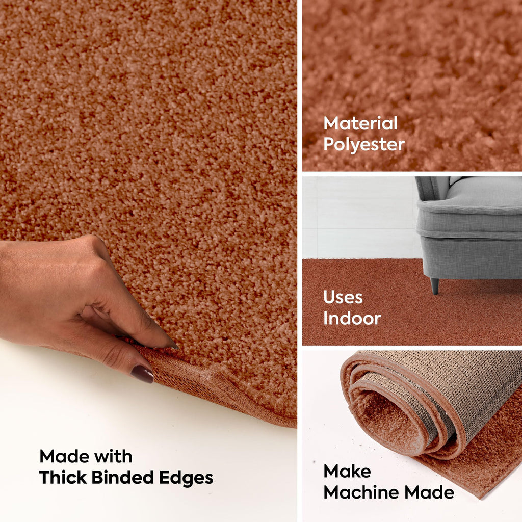Pet Friendly Solid Color Area Rugs Rust - 3' X 5' Rectangle, Indoor, Stain Resistant, Perfect For Living Room, Bedroom, Dining R