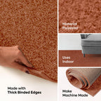 Pet Friendly Solid Color Area Rugs Rust - 42'' X 84'' Half Round, Indoor, Stain Resistant, Perfect For Living Room, Bedroom, Din