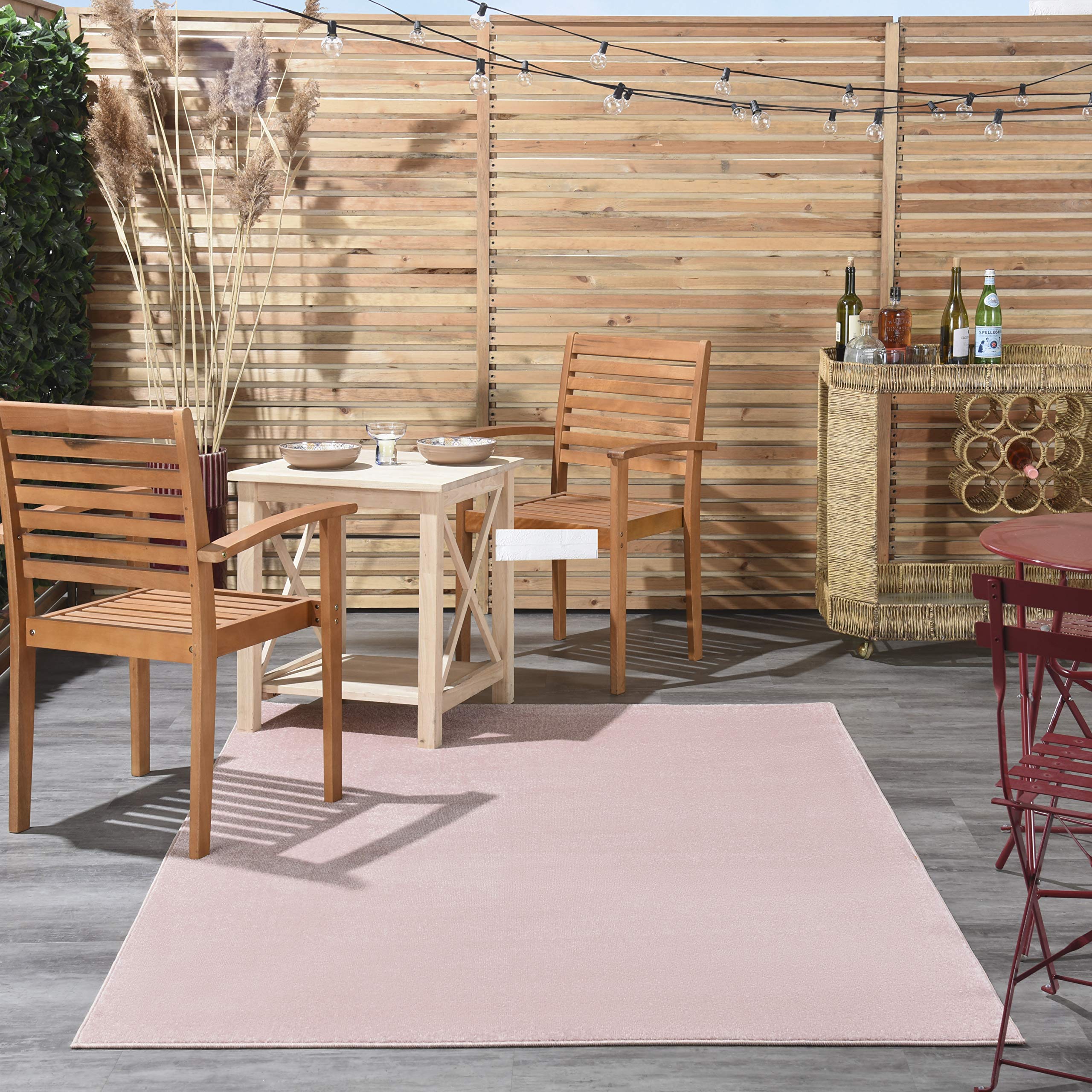 Nourison Essentials Indoor/Outdoor Pink 4' X 6' Area Rug, Easy -Cleaning, Non Shedding, Bed Room, Living Room, Dining Room, Backyard, Deck, Patio (4X6)