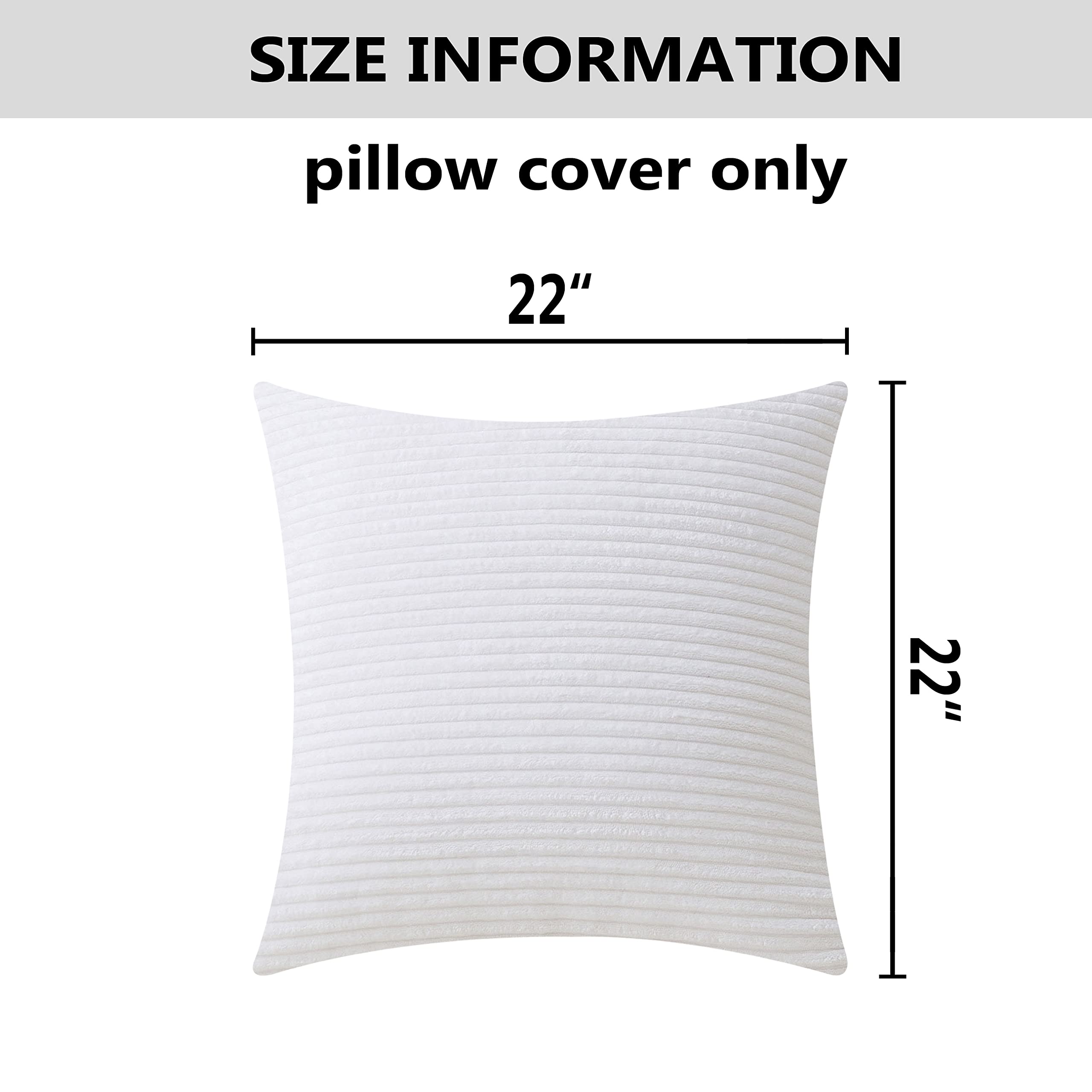 Home Brilliant Set Of 2 Decorative Pillows Sofa Cushion Covers Accent Pillows For Couch, 55X55 Cm, 22 X 22 Inch, Creamy White