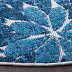 Safavieh Cabana Collection 6'7' Round Grey / Navy Cbn832F Floral Indoor/ Outdoor Non-Shedding Easy Cleaning Patio Backyard Porch Deck Mudroom Area Rug