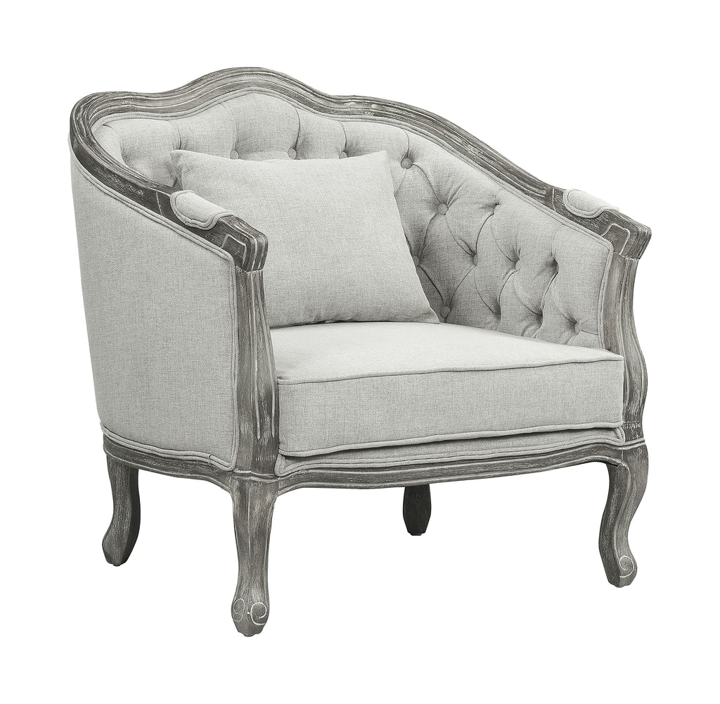 Acme Furniture Upholstered Button Tufted Back Chair, Gray/Gray Oak