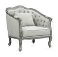 Acme Furniture Upholstered Button Tufted Back Chair, Gray/Gray Oak