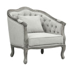 Acme Furniture Upholstered Button Tufted Back Chair, Gray/Gray Oak