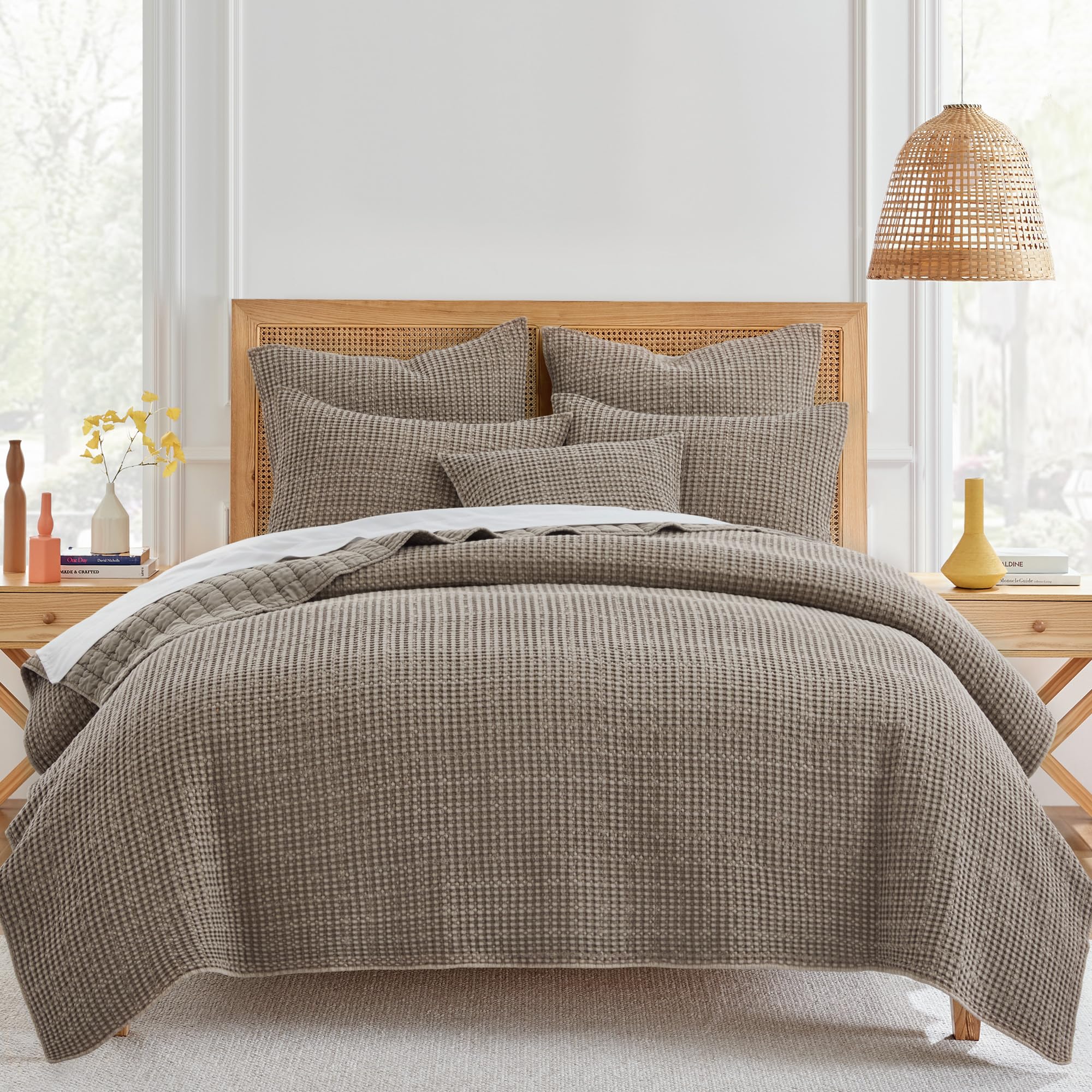 Levtex Home - Mills Waffle - Full/Queen Quilt Set - Cocoa Cotton Waffle - Quilt Size (88 X 92In.), Sham Size (26 X 20In.)