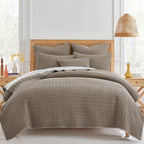 Levtex Home - Mills Waffle - King/Cal King Quilt Set - Cocoa Cotton Waffle - Quilt Size (106 X 92In.), Sham Size (36 X 20In.)