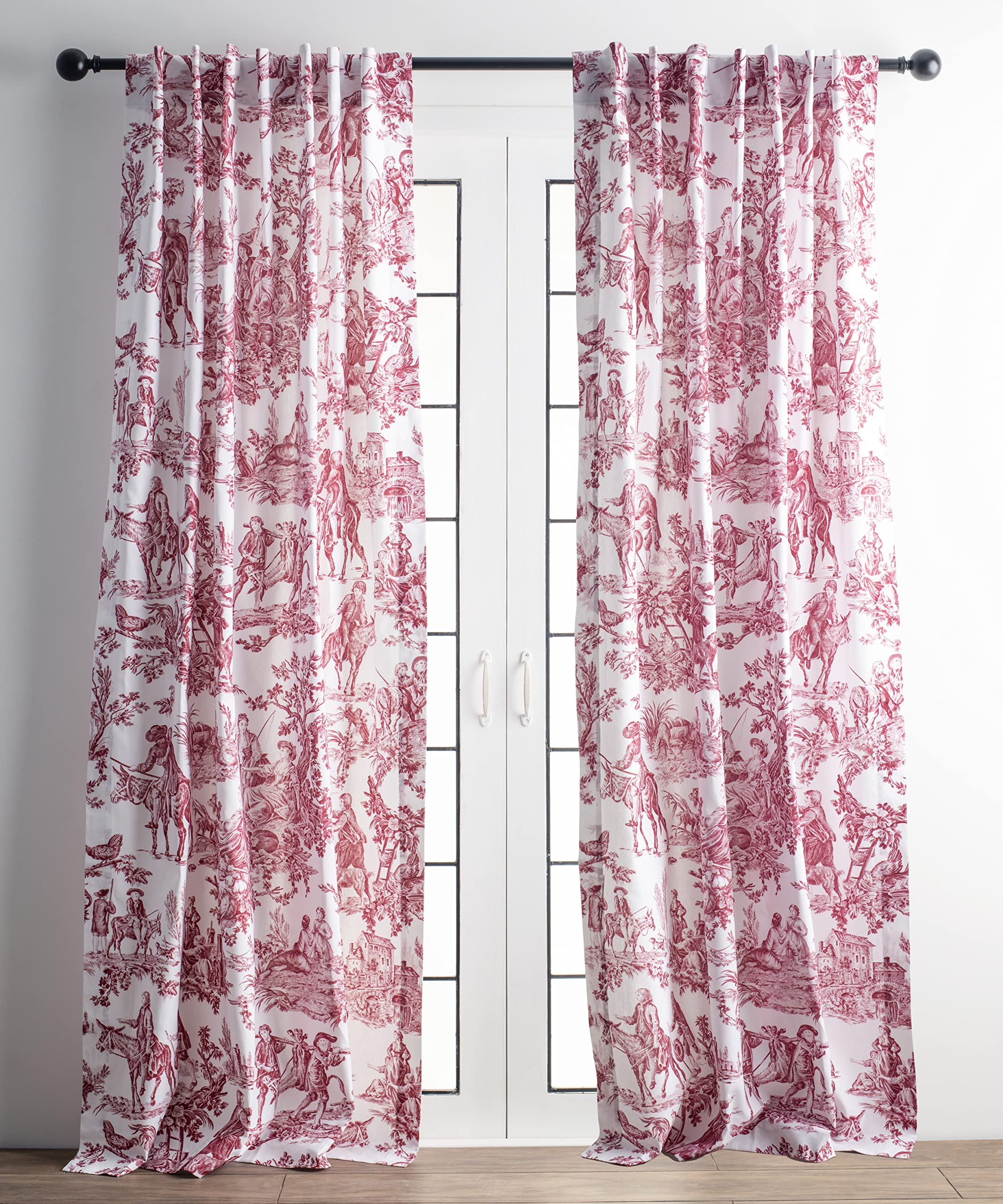 Maison D' Hermine 100% Cotton Curtain - 50'X108' Red (White Background) Decorative Curtain - Aesthetic Curtains For Farmhouse,