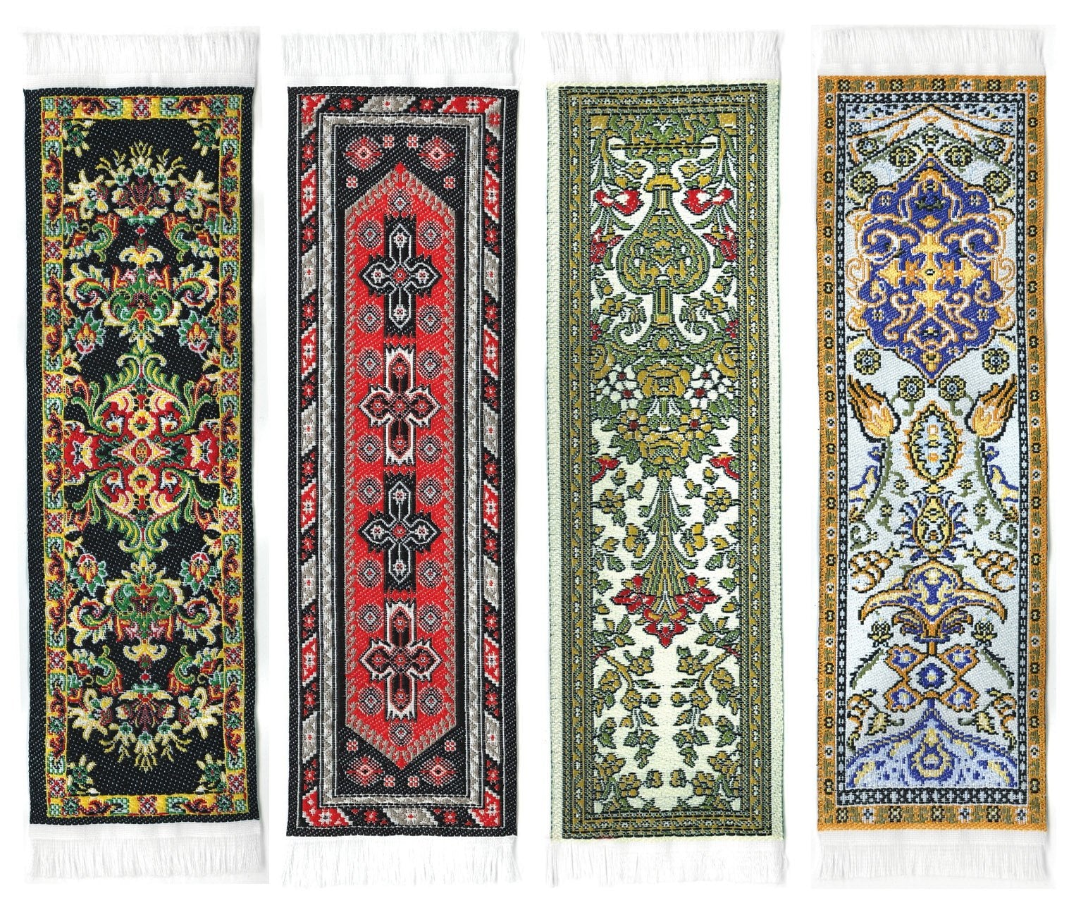 Oriental Carpet Rug Bookmarks #2 (Set Of 4) Beautiful, Elegant, Woven Cloth Bookmarks! Oriental Carpet Rug Bookmarks - Beautiful