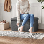 Songmics Mazie Collection - 30 Inches Storage Ottoman, Foldable Storage Bench With Flipping Lid, 660 Lb Load Capacity, For Entryway, Living Room, Bedroom, Dark Gray Ulsf46Gyz