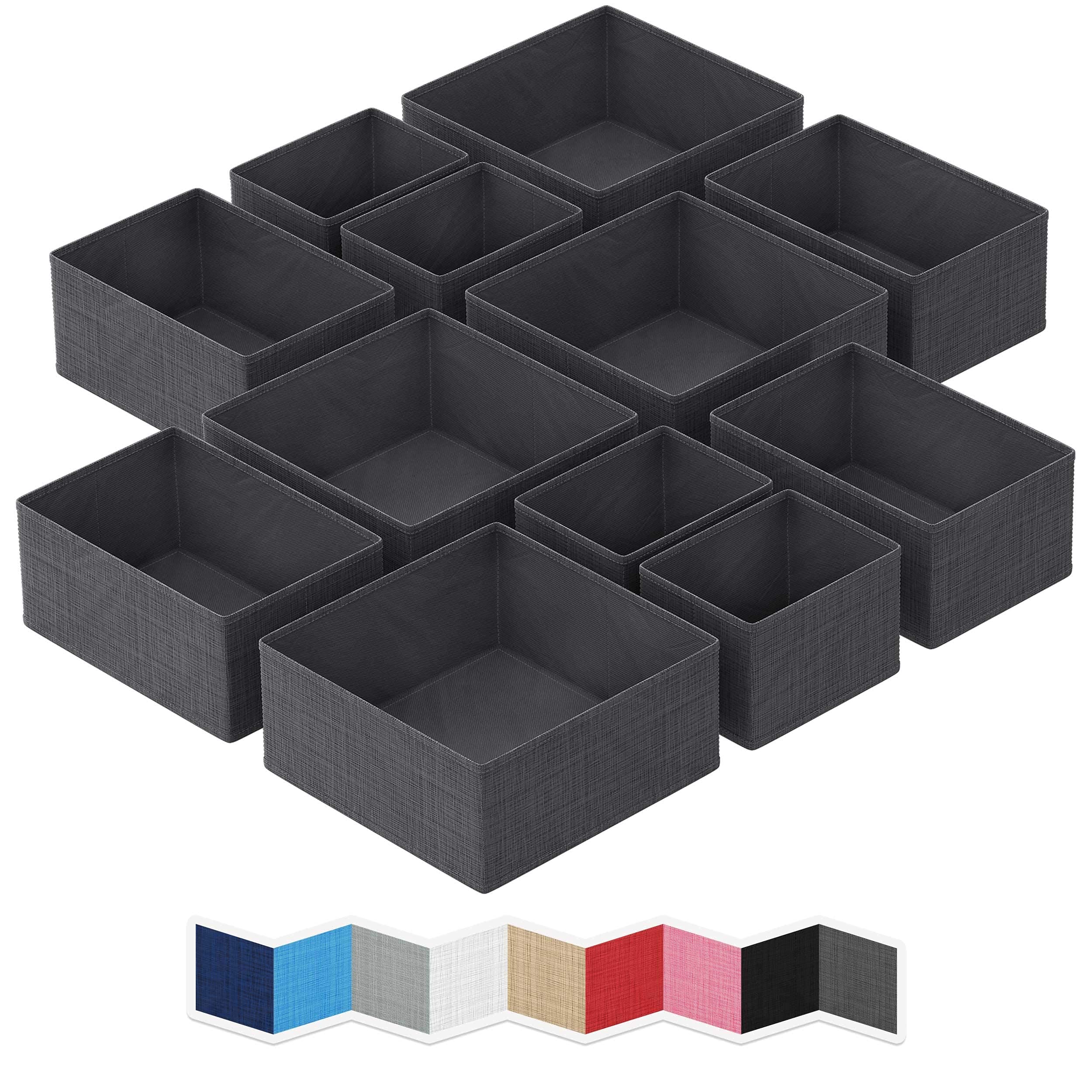 Drawer Organizer Clothes Set of 12 Dark Grey - Dresser Organizer For Nursery, Bedroom, Closet - Perfect Baby Clothes Organizer a