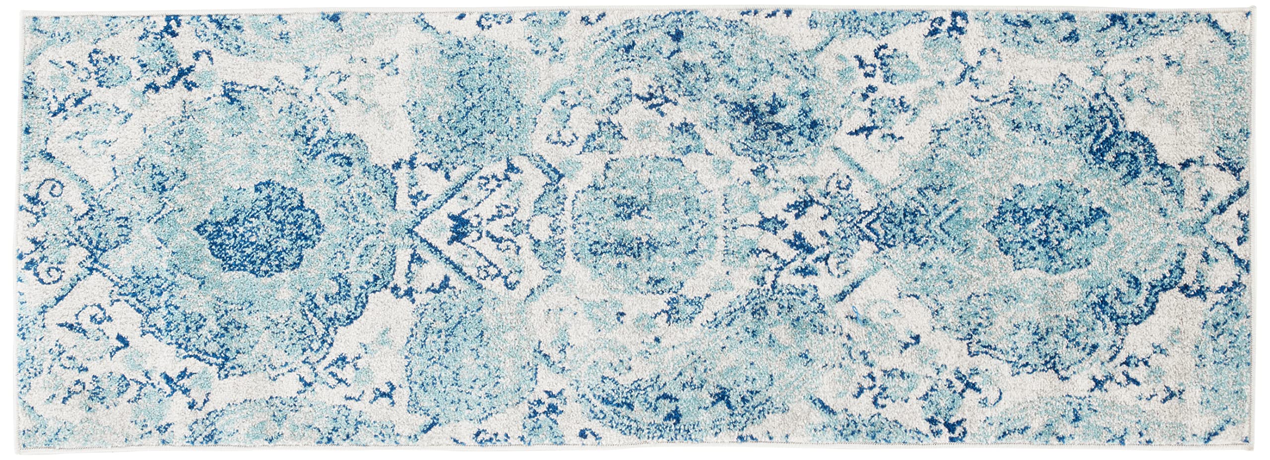 SAFAVIEH Madison Collection Runner Rug - 23 x 6, Cream & Turquoise, Boho Chic Glam Paisley Design, Non-Shedding & Easy Care, I
