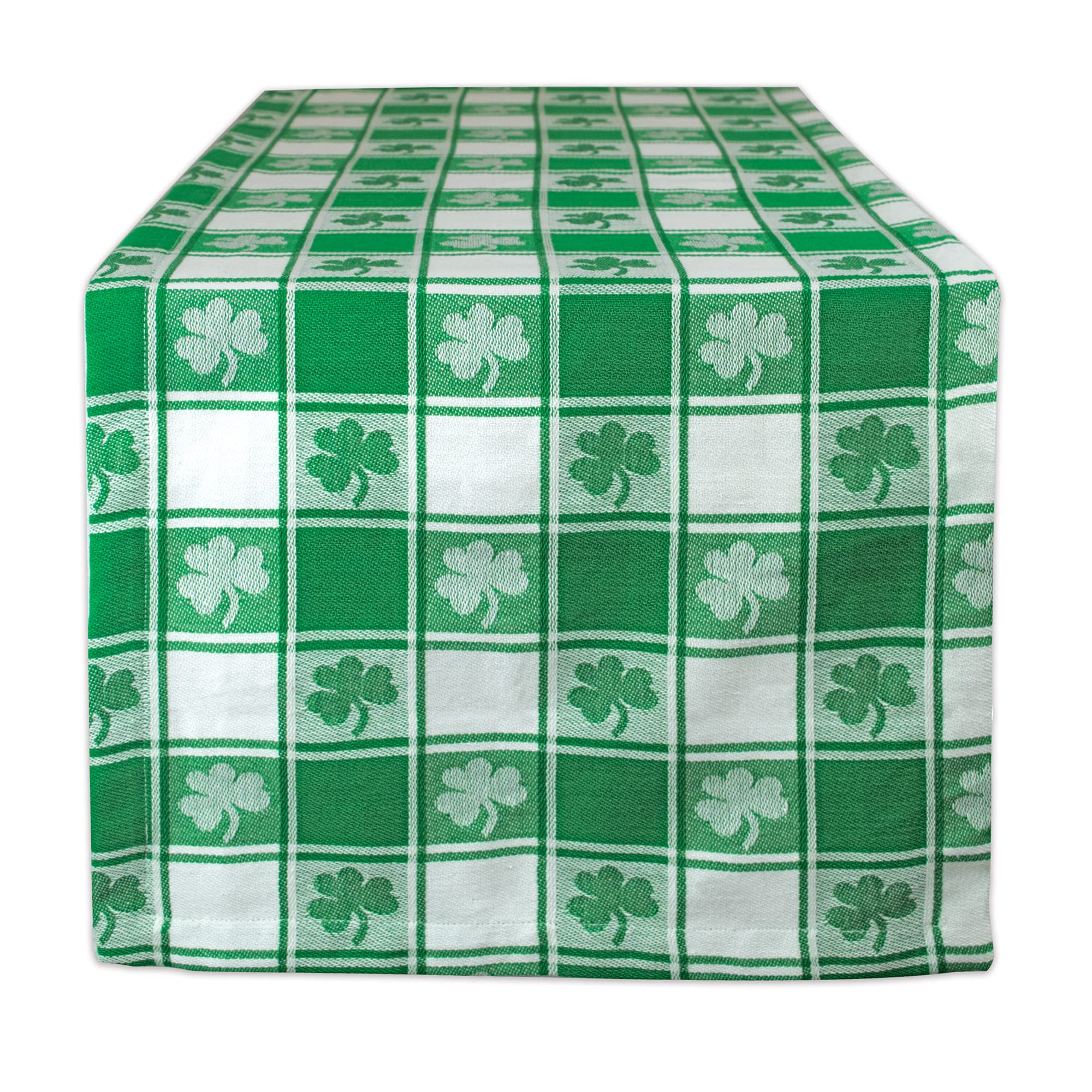 DII St. Patricks Day Collection Tabletop, Table Runner, 14x72, Shamrock Check
