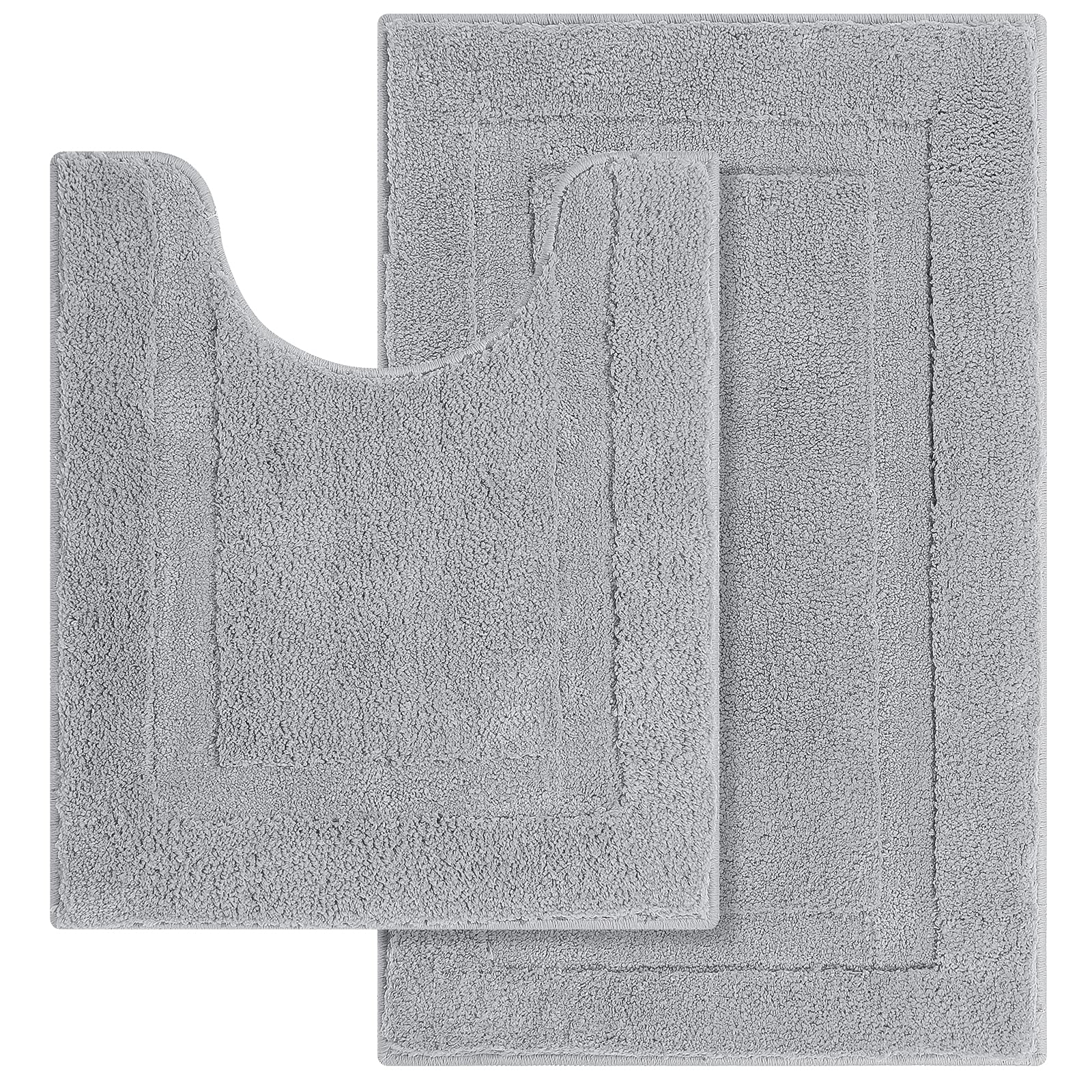 SHACOS Bathroom Toilet Rugs Set of 2 Pieces Bathroom Rugs Bath Mats U Shaped Toilet Rug Mat Fluffy Plush Non Slip Bathroom Carpe