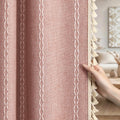 XOGUIBO Coral Curtains Boho Blackout Curtains 2 Panels 84 Inch for Living Room Bedroom, Linen Texture Farmhouse Curtains with Ta