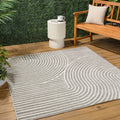 Jonathan Y Scn100A-8Sq Hallie High-Low Minimalist Curve Geometric Gray/Ivory 8' Square Indoor/Outdoor Area Rug, Pet Friendly, No