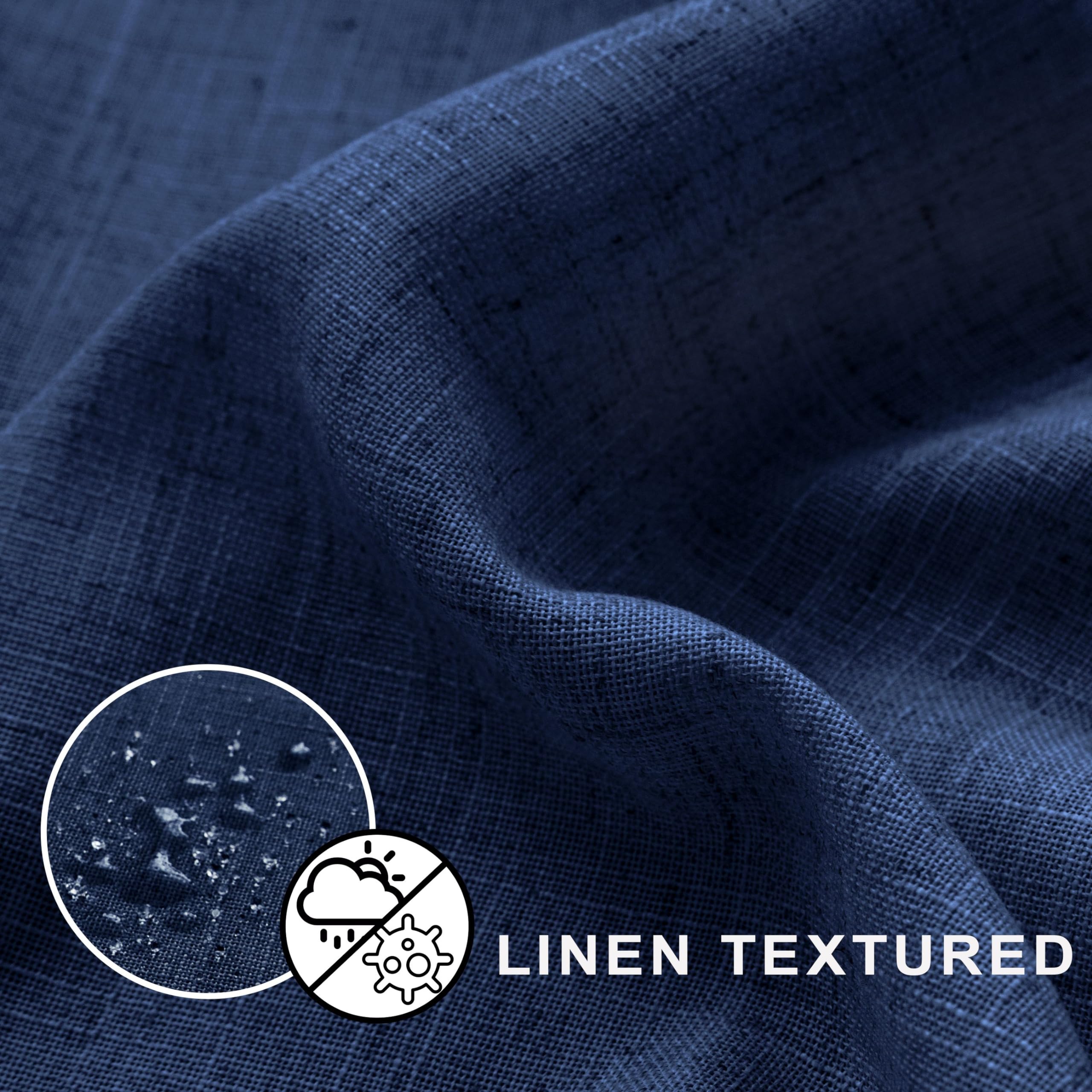 Koufall Navy Blue Fabric Shower Curtain,Small Stall Size 36 X 72 Inch Linen Cotton Textured Waterproof Bathroom Curtains Shower Set