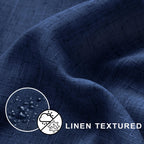 Koufall Navy Waterproof Linen Fabric Shower Curtain For Bathroom 72X80 Inches Long