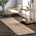 nuLOOM 2x16 Rigo Jute Hand Woven Area Rug, Natural, Solid Farmhouse Design, Natural Fiber, For Bedroom, Living Room, Dining Room