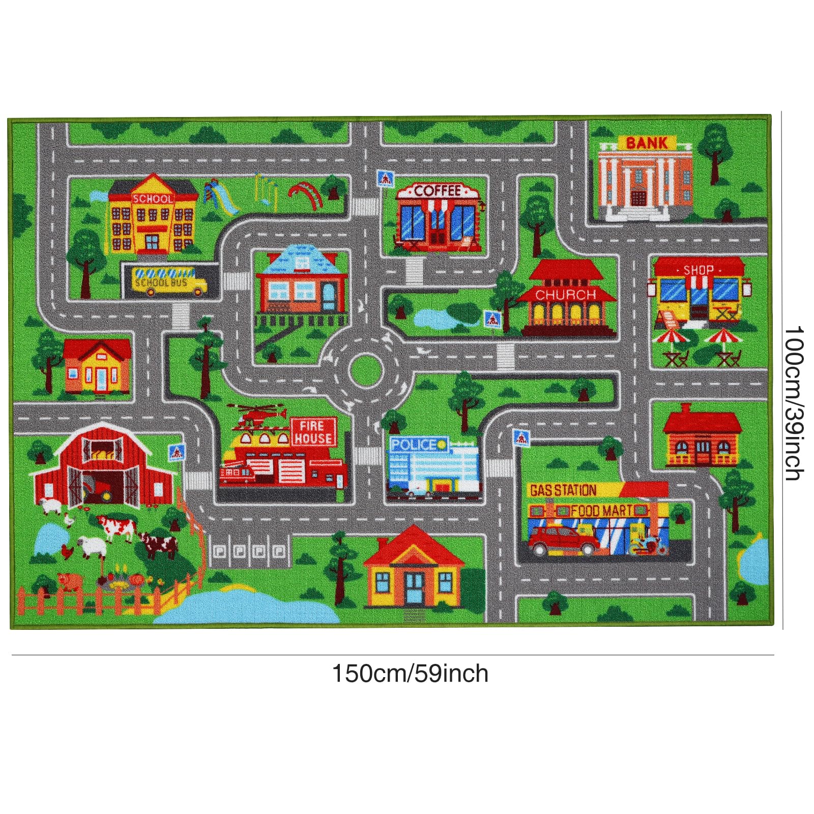 Kids Carpet Playmat Rug 59''X39.4'', Car Rug For Kids Cars, Non-Slip Town City Road Map Kids Rug For Playroom Bedroom Boys, Kids