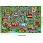 Kids Carpet Playmat Rug 59''X39.4'', Car Rug For Kids Cars, Non-Slip Town City Road Map Kids Rug For Playroom Bedroom Boys, Kids
