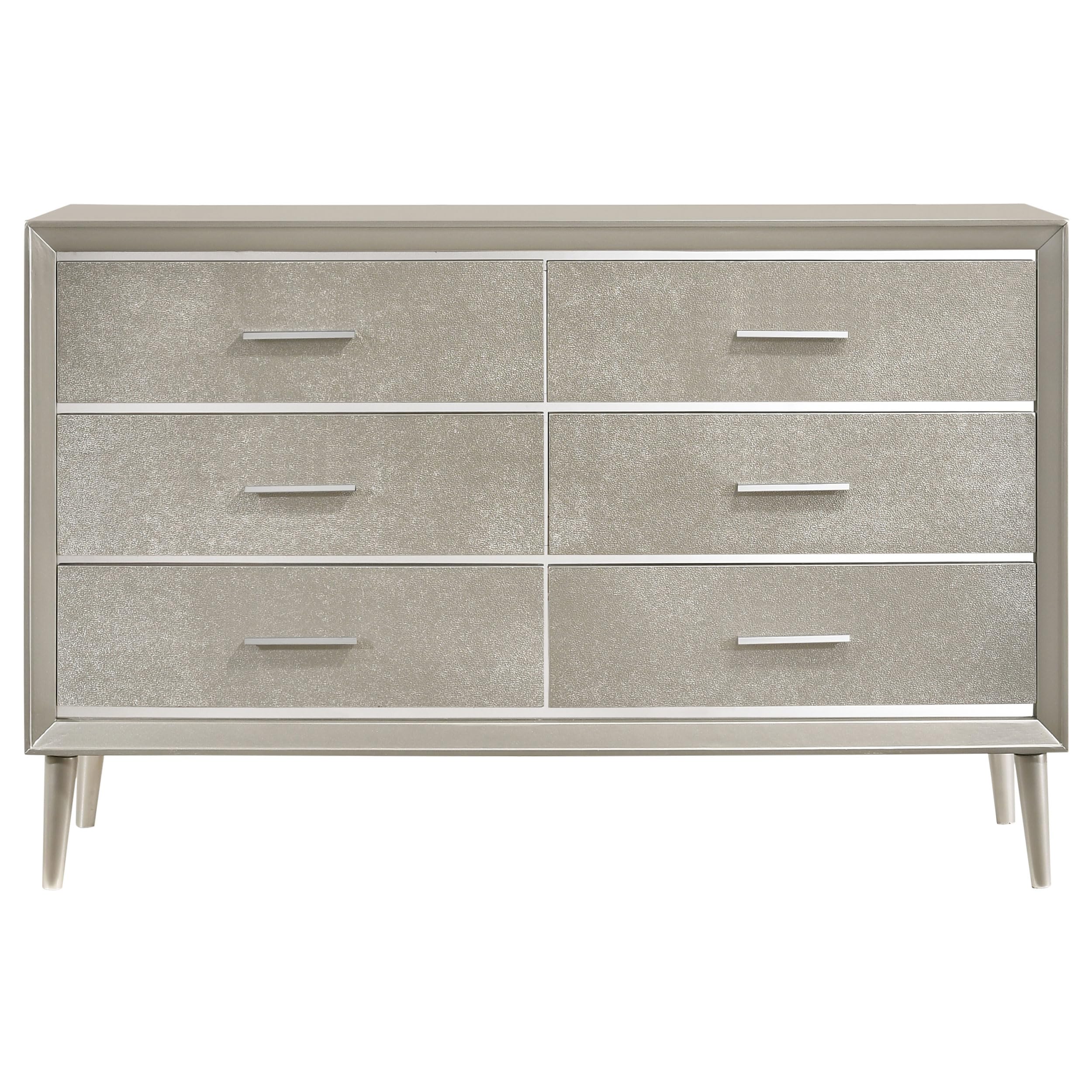 Coaster Home Furnishings Ramon Modern Classic 59-inch 6-Drawer Bedroom Dresser Clothing Storage Cabinet Wide Chest of Drawers Organizer Unit Metallic Sterling 222703