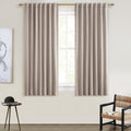QJmydeco Small Blackout Kitchen Curtains 48 Inch Length, Rustic Farmhouse Pleat Burlap Basement Curtains for Small Window Room D