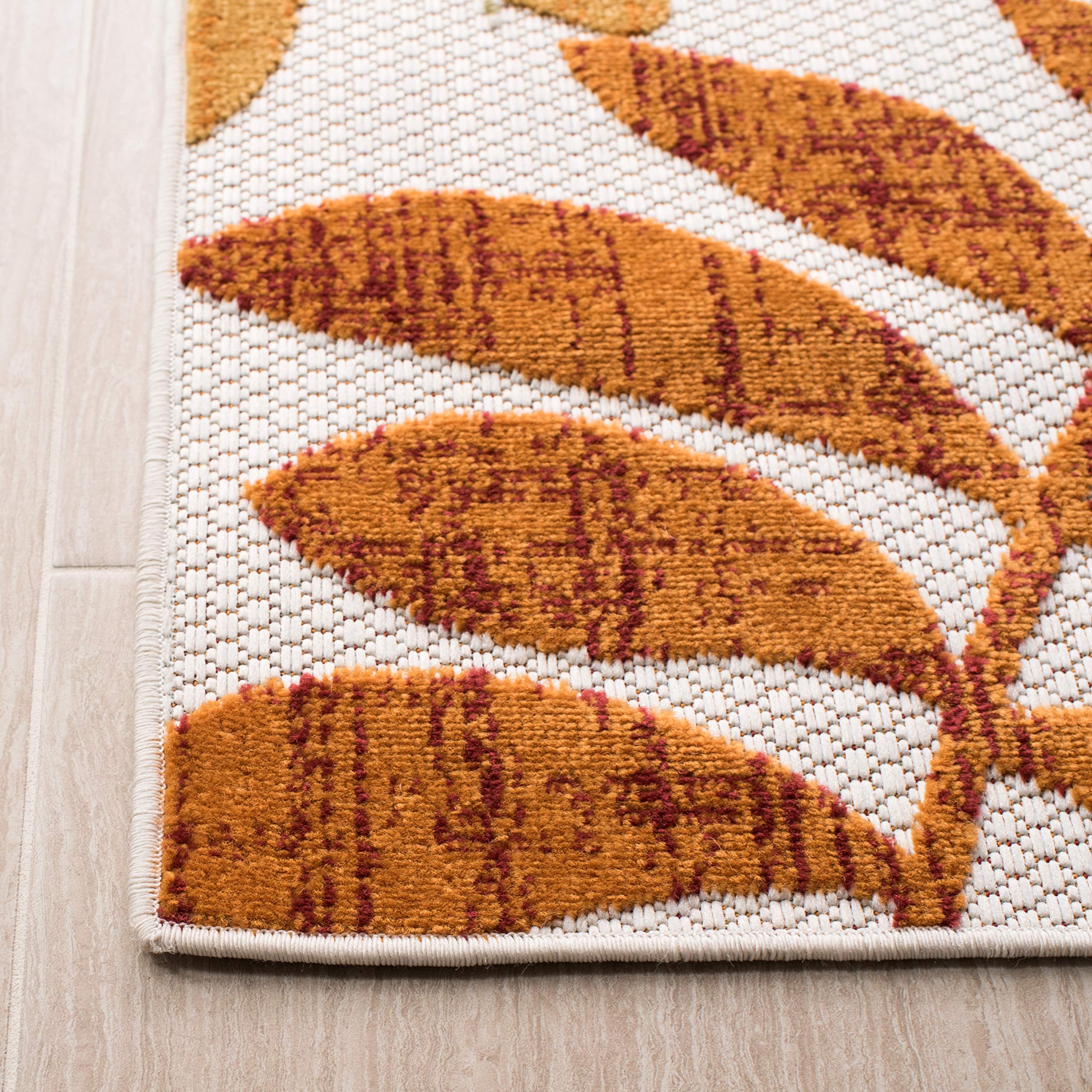 Safavieh Cabana Collection Area Rug - 8' X 10', Creme & Red, Botanical Design, Non-Shedding & Easy Care, Indoor/Outdoor & Washable-Ideal For Patio, Backyard, Mudroom (Cbn814A)