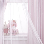 Nicetown Pink Curtains For Girls Bedroom/Kids Room, Moon And Star Hollow Out Blackout Curtains For Nursery, Double-Layer Grommet