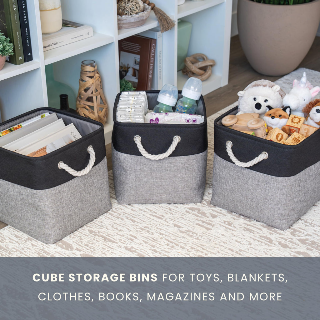 Organihaus 12X12 Cube Storage Bins Set Of 4, Fabric Cube Baskets For Storage Shelves, Foldable Storage Cubes For Kallax Organize