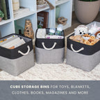Organihaus 12X12 Cube Storage Bins Set Of 4, Fabric Cube Baskets For Storage Shelves, Foldable Storage Cubes For Kallax Organize