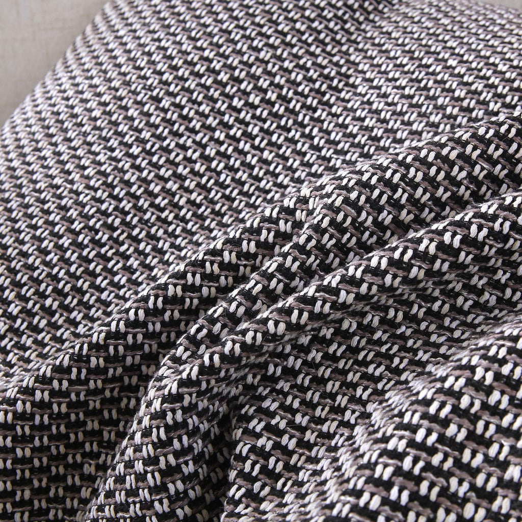 OctoRose Full Size 3 Side Zipper Premium Upholstery Basketweave Thick Linen Grey/Black/Beige Mixed Futon Cover Slipcover Sofa Da