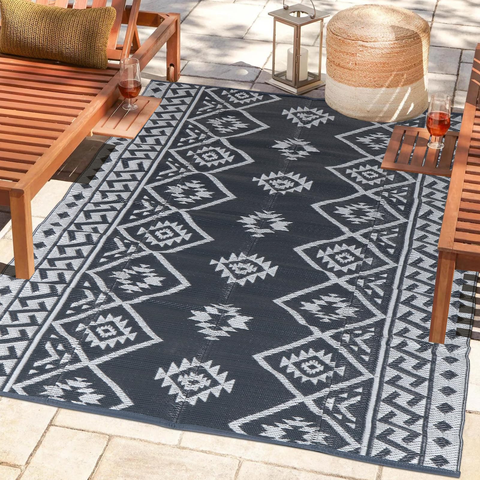 Outdoor Rugs - Reversible Mats, 9'X12' Plastic Straw Rug For Patio Clearance Waterproof, Indoor Outdoor Area Rug Carpet For Outs