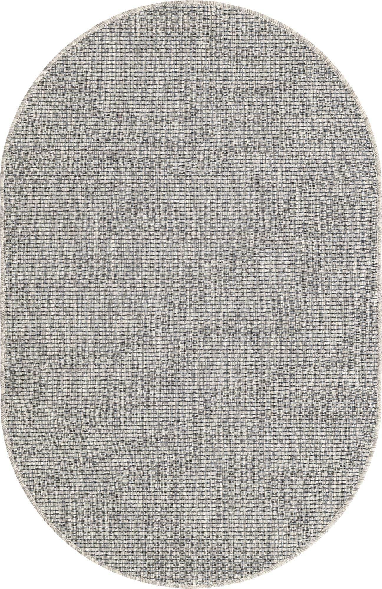 Unique Loom Collection Casual Transitional Solid Heathered Indoor/Outdoor Flatweave Area Rug (3' 3' X 5' 3' Oval, Light Gray/I