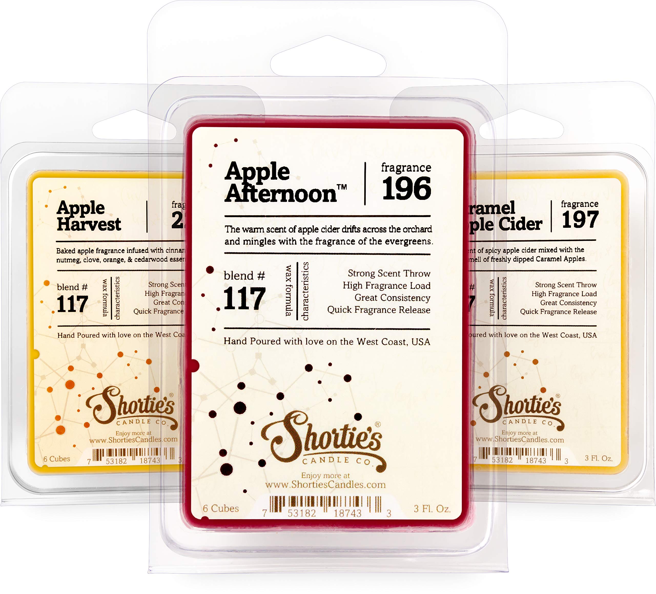 Floral Wax Melts Variety Pack - Rose Petals, Jasmine, Gardenia - Formula 117 - 3 Highly Scented 3 Oz. Bars - Made With Essential