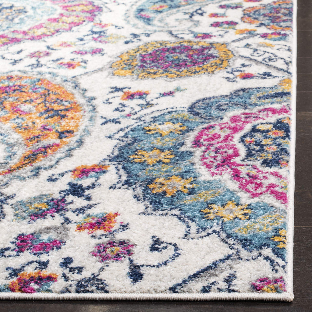 Safavieh Madison Collection Accent Rug - 4' X 6', Cream & Multi, Boho Chic Glam Paisley Design, Non-Shedding & Easy Care, Ideal