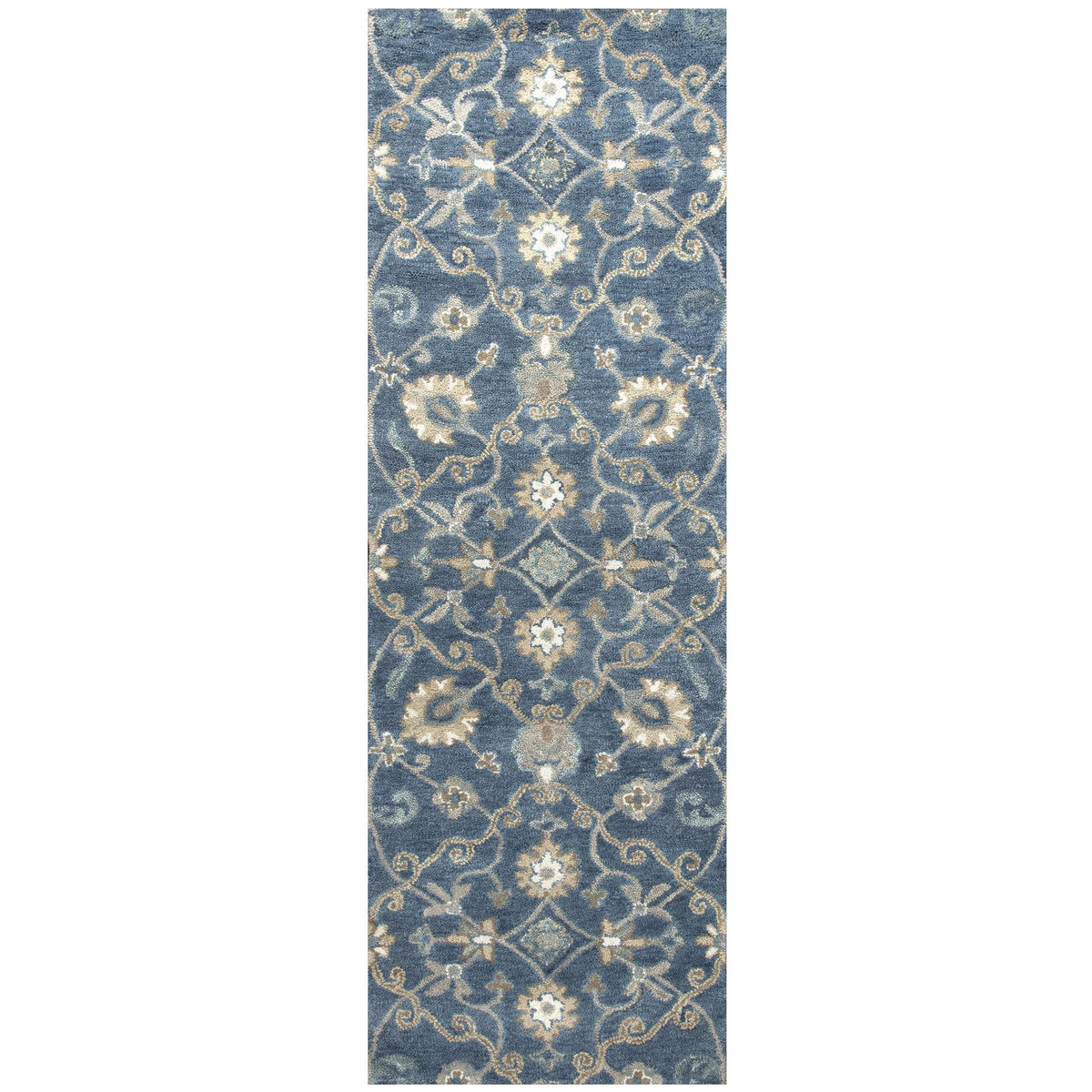 Rizzy Home Alora Decor Napoli 2'6&quot; X 8' Traditional Motifs Blue/Ivory Hand-Tufted Area Rug