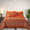 Bedifany Cotton Twin Size Bedspreads Set - Lightweight Boho Quilts Twin Size (68 * 86 Inch) - Colorful Orange Quilted Stripe Qui