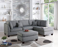 simple relax 3 Piece Polyfiber Sectional Sofa with Ottoman, Grey