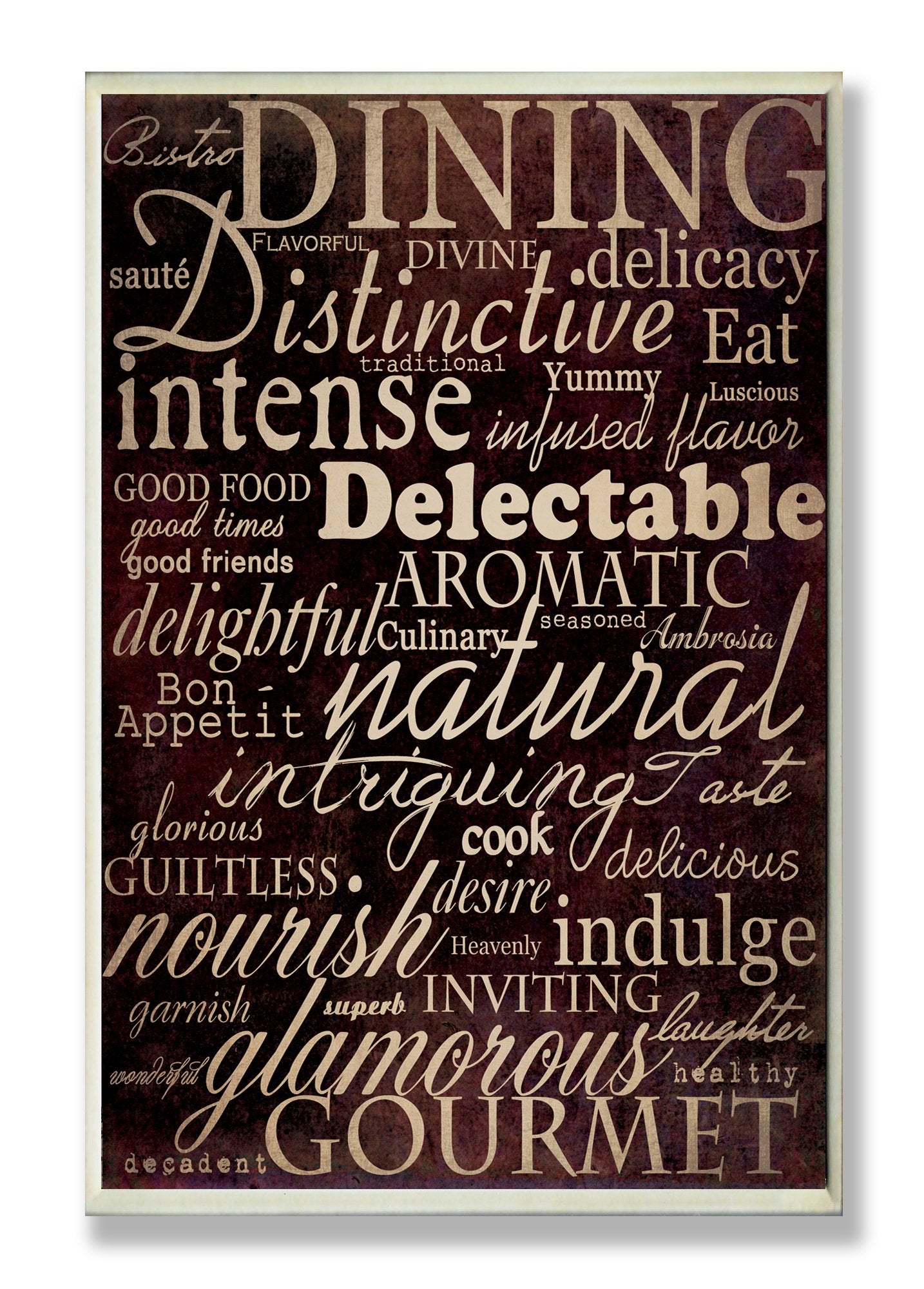 Stupell Home D  cor Dining Words Black Kitchen Wall Plaque, 10 x 0.5 x 15, Proudly Made in USA