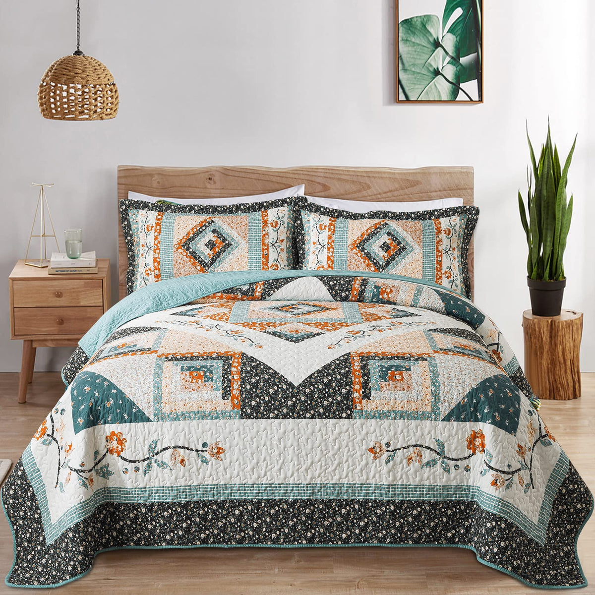 Vaputar Quilt King Size Bedding Set - 3 Pieces King Quilt Bedding Set, Boho King Size Quilt, Lightweight Reversible Coverlet Bed