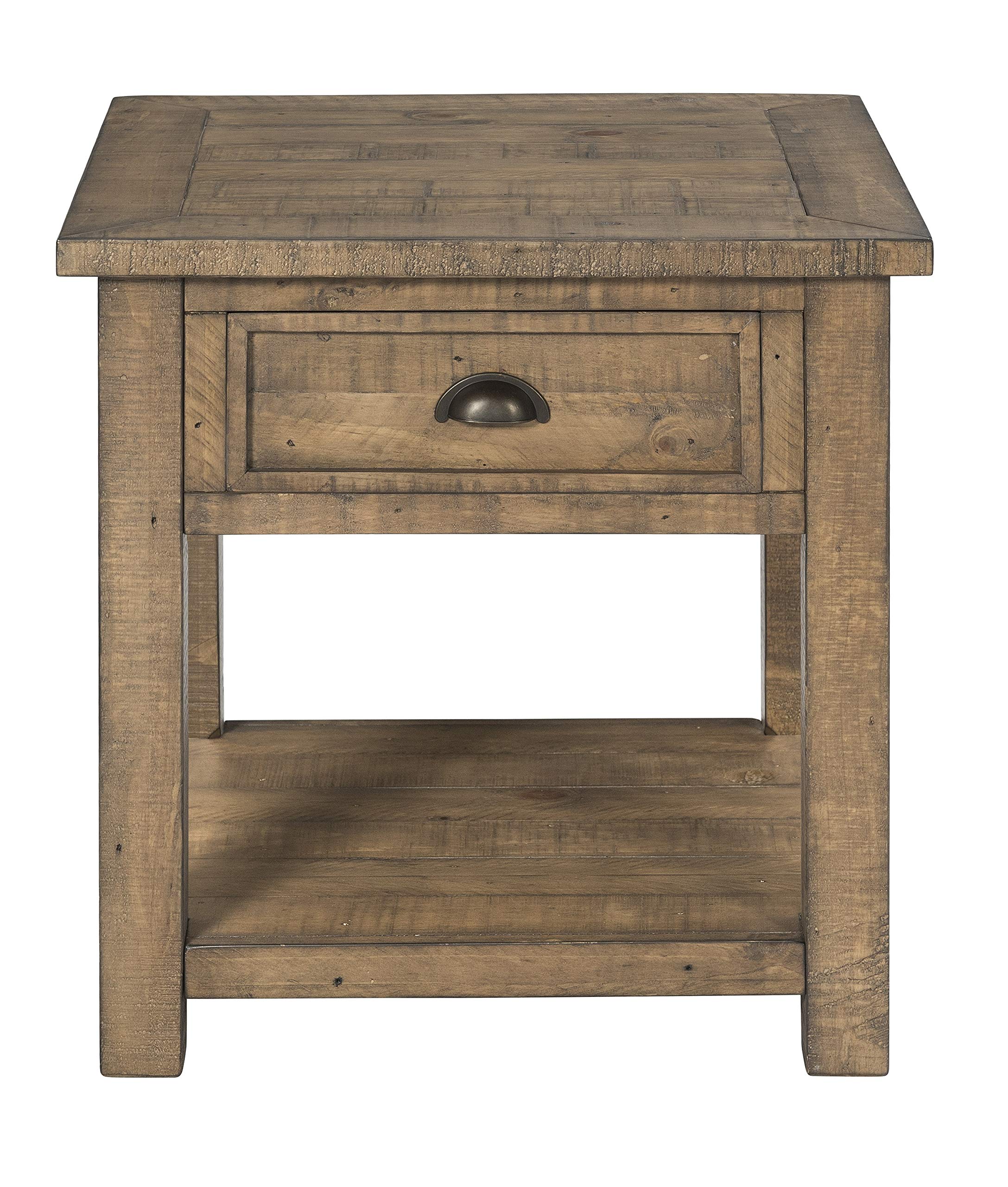 Martin Svensson Home Monterey End Table - Reclaimed Natural Wood Finish- Coastal Style - With Shelf And Cabinet For Storage